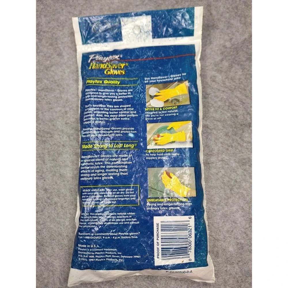 Playtex HandSaver Gloves Size Large Reusable Rubber Cleaning New Sealed 1997 NOS